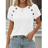 image:imageAUTOMET Womens Short Sleeve Decorative Buttons ShirtsWhite