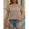 image:imageAUTOMET Womens Short Sleeve Shirts Dressy Business Casual Summer Tops 2026 Lace Spring Blouses Loose Fit Trendy OutfitsKhaki