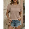 image:imageAUTOMET Womens Short Sleeve Shirts Dressy Business Casual Summer Tops 2026 Lace Spring Blouses Loose Fit Trendy OutfitsKhaki