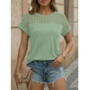image:imageAUTOMET Womens Short Sleeve Shirts Dressy Business Casual Summer Tops 2026 Lace Spring Blouses Loose Fit Trendy OutfitsLight Green