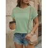 image:imageAUTOMET Womens Short Sleeve Shirts Dressy Business Casual Summer Tops 2026 Lace Spring Blouses Loose Fit Trendy OutfitsLight Green