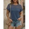image:imageAUTOMET Womens Short Sleeve Shirts Dressy Business Casual Summer Tops 2026 Lace Spring Blouses Loose Fit Trendy OutfitsNavy Blue
