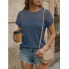 image:imageAUTOMET Womens Short Sleeve Shirts Dressy Business Casual Summer Tops 2026 Lace Spring Blouses Loose Fit Trendy OutfitsNavy Blue