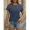 image:imageAUTOMET Womens Short Sleeve Shirts Dressy Business Casual Summer Tops 2026 Lace Spring Blouses Loose Fit Trendy OutfitsNavy Blue