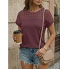 image:imageAUTOMET Womens Short Sleeve Shirts Dressy Business Casual Summer Tops 2026 Lace Spring Blouses Loose Fit Trendy OutfitsWine Red