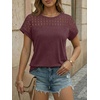 image:imageAUTOMET Womens Short Sleeve Shirts Dressy Business Casual Summer Tops 2026 Lace Spring Blouses Loose Fit Trendy OutfitsWine Red