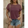 image:imageAUTOMET Womens Short Sleeve Shirts Dressy Business Casual Summer Tops 2026 Lace Spring Blouses Loose Fit Trendy OutfitsWine Red