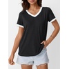 image:imageAUTOMET Womens Short Sleeve TShirts V Neck Summer Tops Comfy Clothes 2026Black