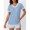 image:imageAUTOMET Womens Short Sleeve TShirts V Neck Summer Tops Comfy Clothes 2026Blue
