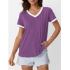 image:imageAUTOMET Womens Short Sleeve TShirts V Neck Summer Tops Comfy Clothes 2026Deeppurple