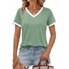 image:imageAUTOMET Womens Short Sleeve TShirts V Neck Summer Tops Comfy Clothes 2026Green