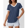 image:imageAUTOMET Womens Short Sleeve TShirts V Neck Summer Tops Comfy Clothes 2026Navy