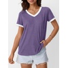 image:imageAUTOMET Womens Short Sleeve TShirts V Neck Summer Tops Comfy Clothes 2026Purple