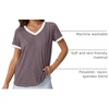 image:imageAUTOMET Womens Short Sleeve TShirts V Neck Summer Tops Comfy Clothes 2026Purplegrey