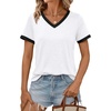 image:imageAUTOMET Womens Short Sleeve TShirts V Neck Summer Tops Comfy Clothes 2026White
