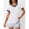 image:imageAUTOMET Womens Short Sleeve TShirts V Neck Summer Tops Comfy Clothes 2026White