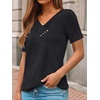 image:imageAUTOMET Womens Short Sleeve Tunics Summer Tops V Neck Button Shirts 2026Black