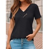 image:imageAUTOMET Womens Short Sleeve Tunics Summer Tops V Neck Button Shirts 2026Black