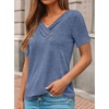 image:imageAUTOMET Womens Short Sleeve Tunics Summer Tops V Neck Button Shirts 2026Blue