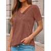 image:imageAUTOMET Womens Short Sleeve Tunics Summer Tops V Neck Button Shirts 2026Caramel