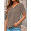 image:imageAUTOMET Womens Short Sleeve Tunics Summer Tops V Neck Button Shirts 2026Coffee
