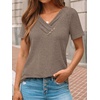 image:imageAUTOMET Womens Short Sleeve Tunics Summer Tops V Neck Button Shirts 2026Coffee