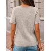 image:imageAUTOMET Womens Short Sleeve Tunics Summer Tops V Neck Button Shirts 2026Coffee Grey