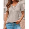image:imageAUTOMET Womens Short Sleeve Tunics Summer Tops V Neck Button Shirts 2026Coffee Grey