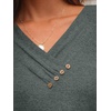 image:imageAUTOMET Womens Short Sleeve Tunics Summer Tops V Neck Button Shirts 2026Dark Green