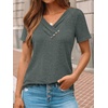 image:imageAUTOMET Womens Short Sleeve Tunics Summer Tops V Neck Button Shirts 2026Dark Green