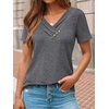 image:imageAUTOMET Womens Short Sleeve Tunics Summer Tops V Neck Button Shirts 2026Dark Grey