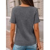 image:imageAUTOMET Womens Short Sleeve Tunics Summer Tops V Neck Button Shirts 2026Dark Grey