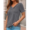 image:imageAUTOMET Womens Short Sleeve Tunics Summer Tops V Neck Button Shirts 2026Dark Grey