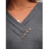 image:imageAUTOMET Womens Short Sleeve Tunics Summer Tops V Neck Button Shirts 2026Dark Grey