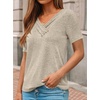 image:imageAUTOMET Womens Short Sleeve Tunics Summer Tops V Neck Button Shirts 2026Khaki