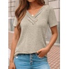 image:imageAUTOMET Womens Short Sleeve Tunics Summer Tops V Neck Button Shirts 2026Khaki