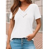 image:imageAUTOMET Womens Short Sleeve Tunics Summer Tops V Neck Button Shirts 2026White