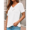 image:imageAUTOMET Womens Short Sleeve Tunics Summer Tops V Neck Button Shirts 2026White