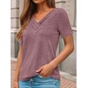image:imageAUTOMET Womens Short Sleeve Tunics Summer Tops V Neck Button Shirts 2026Wine