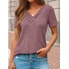 image:imageAUTOMET Womens Short Sleeve Tunics Summer Tops V Neck Button Shirts 2026Wine