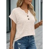 image:imageAUTOMET Womens Spring Top Summer Short Sleeve T Shirt Business Dressy Casual Blouse Henley V Neck Sweater Loose Fit Tee TunicApricot