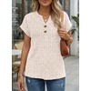 image:imageAUTOMET Womens Spring Top Summer Short Sleeve T Shirt Business Dressy Casual Blouse Henley V Neck Sweater Loose Fit Tee TunicApricot