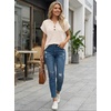 image:imageAUTOMET Womens Spring Top Summer Short Sleeve T Shirt Business Dressy Casual Blouse Henley V Neck Sweater Loose Fit Tee TunicApricot