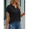 image:imageAUTOMET Womens Spring Top Summer Short Sleeve T Shirt Business Dressy Casual Blouse Henley V Neck Sweater Loose Fit Tee TunicBlack