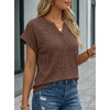 image:imageAUTOMET Womens Spring Top Summer Short Sleeve T Shirt Business Dressy Casual Blouse Henley V Neck Sweater Loose Fit Tee TunicChocolate Brown