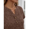 image:imageAUTOMET Womens Spring Top Summer Short Sleeve T Shirt Business Dressy Casual Blouse Henley V Neck Sweater Loose Fit Tee TunicChocolate Brown