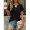 image:imageAUTOMET Womens Spring Tops 2026 Short Sleeve Shirts HenleyBlack