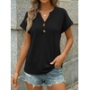 image:imageAUTOMET Womens Spring Tops 2026 Short Sleeve Shirts HenleyBlack