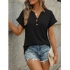 image:imageAUTOMET Womens Spring Tops 2026 Short Sleeve Shirts HenleyBlack