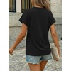 image:imageAUTOMET Womens Spring Tops 2026 Short Sleeve Shirts HenleyBlack